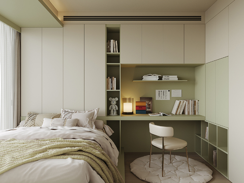 现代榻榻米卧室su模型