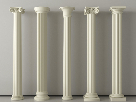 法式柱子 罗马柱 圆柱方柱su模型