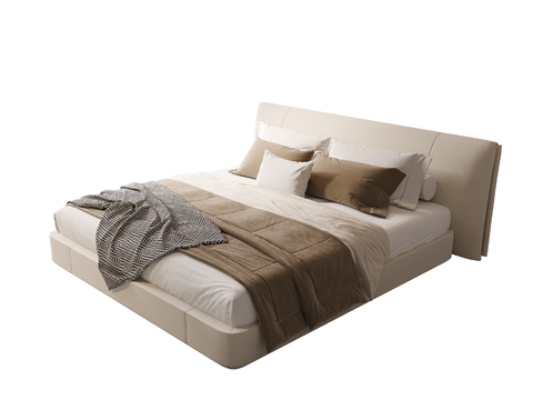 现代双人床 布艺床 主卧床 双人床su模型