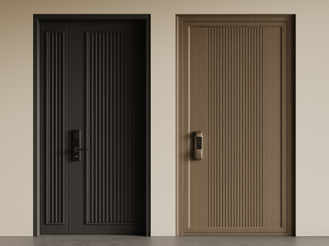 现代单开门 双开门 防盗门 入户门 木门su模型