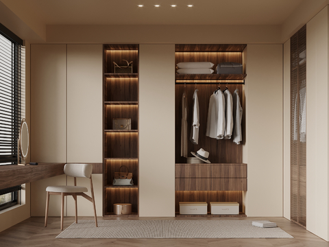 中古风餐厅 餐桌椅 酒柜su模型