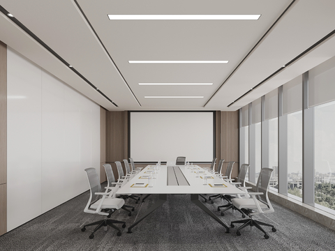 现代会议室 会议桌su模型