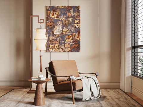 中古风休闲椅su模型