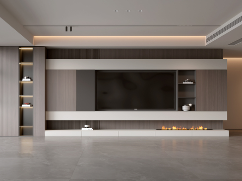 电视背景墙 客厅背景墙 现代客厅 电视电视柜 意式客厅背景su模型