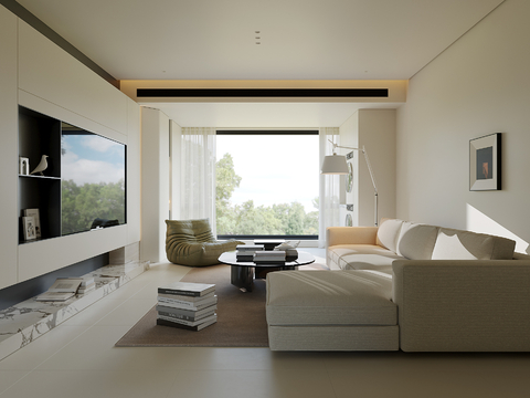 现代家居客厅su模型