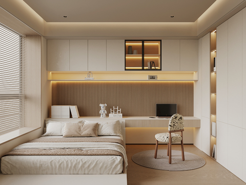 现代奶油风榻榻米su模型