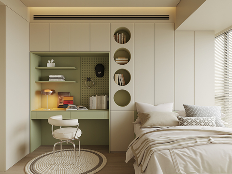 现代榻榻米卧室su模型