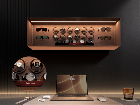 轻奢手表展示柜 笔记本电脑su模型