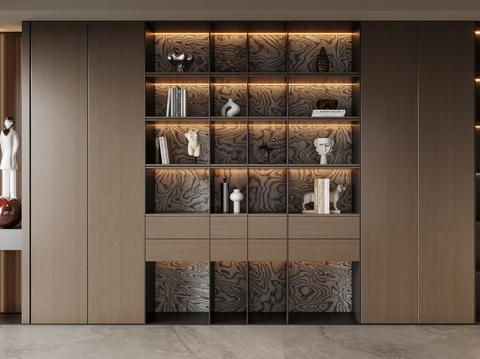 意式开放书柜su模型