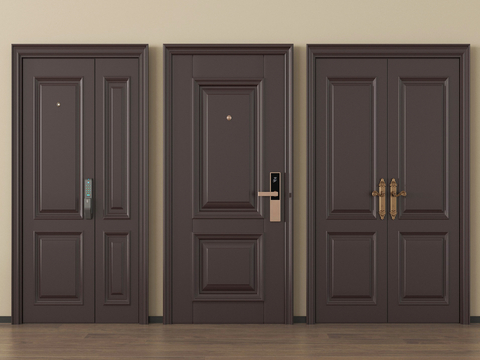 现代防盗门 入户门 智能锁门su模型