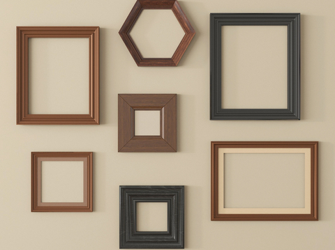 中古风相框 画框su模型