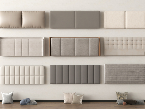 现代床品 床头 床靠背 抱枕su模型