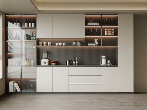 现代备餐柜 餐边柜su模型