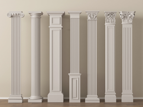 法式罗马柱 圆柱 方柱su模型