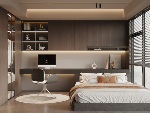 意式榻榻米卧室su模型