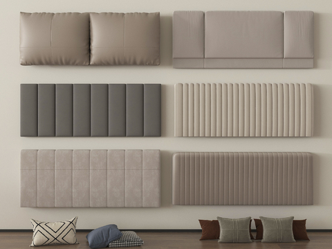 现代床靠背 床品 床头su模型