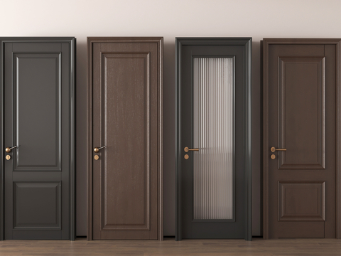 中古风单开门 玻璃单开门 长虹玻璃单开门 木单开门su模型