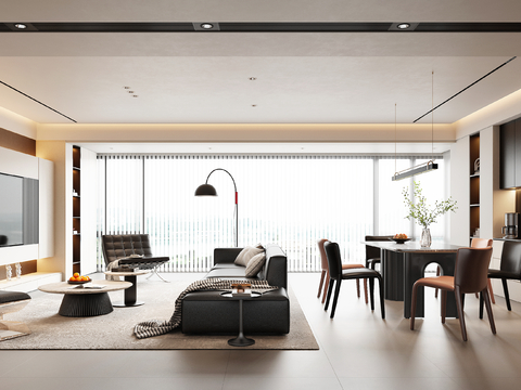 现代意式客餐厅su模型