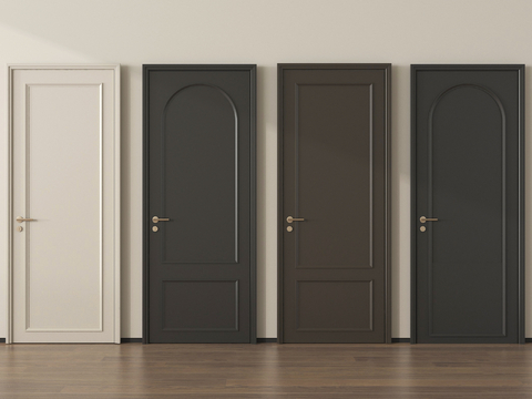 法式单开门 平开门 卧室门 木门su模型