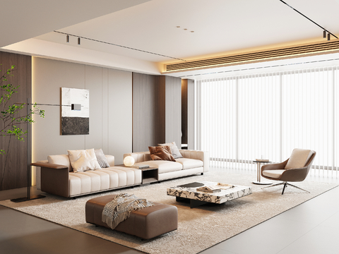 现代意式客厅su模型