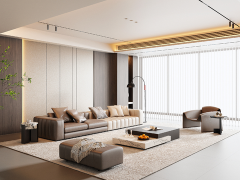 现代意式客厅su模型