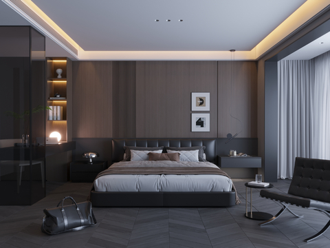 意式极简卧室su模型