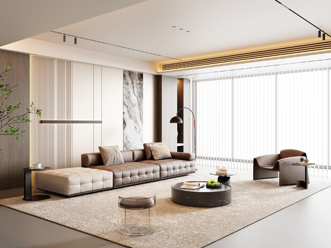 现代意式客厅su模型