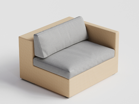 DEDON - 现代户外沙发 单人沙发 藤编转角沙发su模型