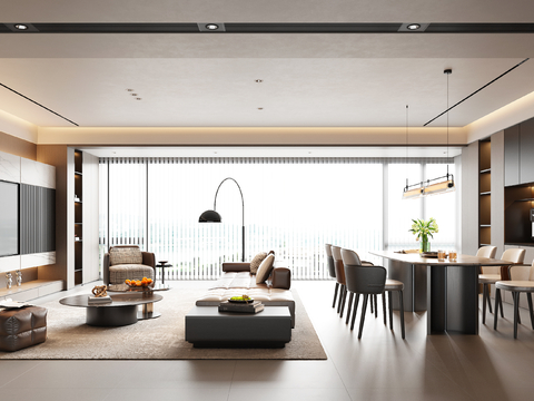 现代意式客餐厅su模型