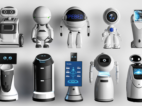 现代智能机器人 送餐机器人 人工智能器材su模型