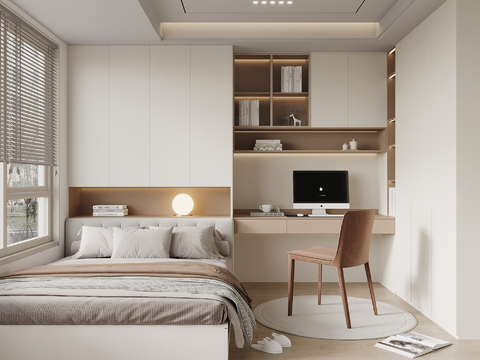 现代简约榻榻米卧室 次卧su模型