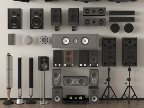 现代落地音响 吸顶音响 挂壁音响 舞台音响 影音设备su模型