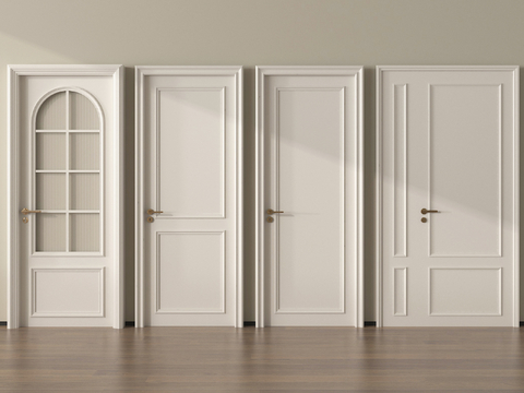 法式单开门 奶油风单开门 平开门 卧室门su模型