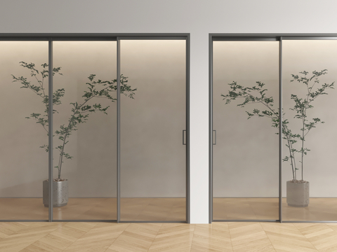 现代推拉门 玻璃推拉门 阳台移门 厨房移门su模型