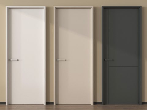 现代单开门 卧室门 平开门 木门su模型