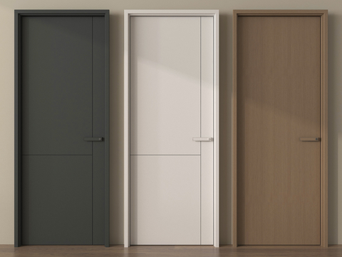 现代单开门 卧室门 平开门 木门su模型