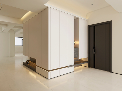 现代转角柜鞋柜装饰柜su模型