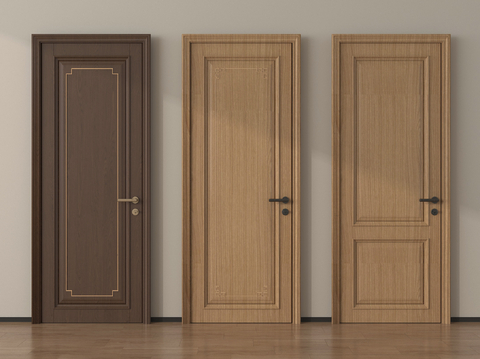 中式单开门 卧室门单开门su模型