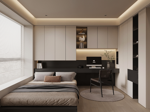 现代意式榻榻米房 卧室 次卧su模型