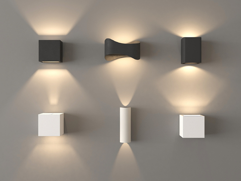 现代简约壁灯 方盒壁灯墙灯 过道灯走廊灯 氛围灯su模型