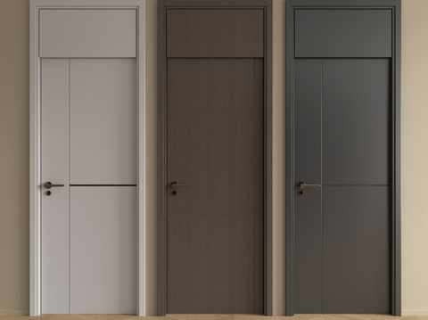 现代单开门 平开门 卧室门 实木门 通顶门su模型