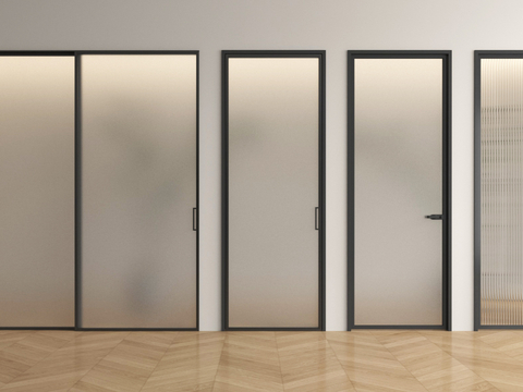 现代玻璃单开门 玻璃双开门 长虹玻璃门 厨卫门su模型