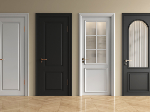 法式单开门 玻璃单开门 房门 卧室门 厨卫门su模型