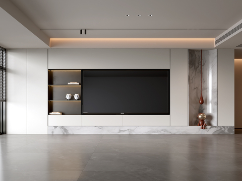 意式客厅 现代客厅 电视背景墙 电视柜 客厅背景su模型