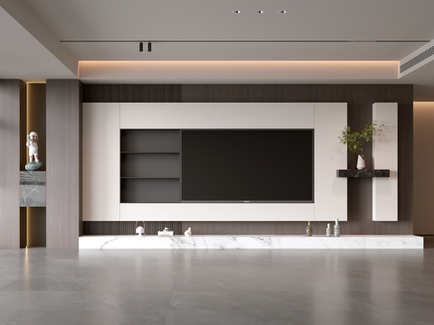 意式客厅 现代客厅 电视背景墙 电视柜 客厅背景su模型