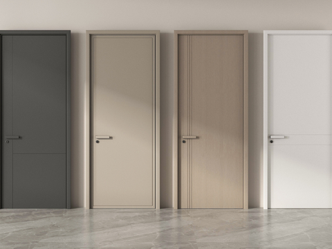 中古风单开门 卧室门 房门su模型