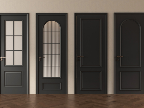 法式单开门 玻璃单开门 房门 卧室门 厨卫门su模型