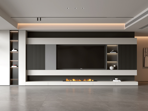 意式客厅 现代客厅 电视背景墙 电视柜 客厅背景su模型