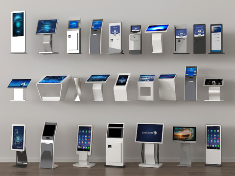 现代一体机 查询机 导向屏 叫号机su模型