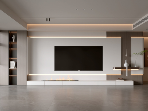 意式客厅 现代客厅 电视背景墙 电视柜 客厅背景su模型